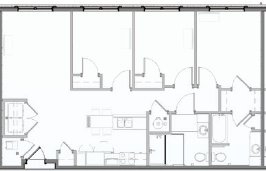 the floor plan of a house with a kitchen and a living room
